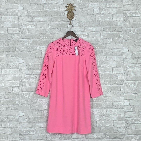 NWT J. Crew Laser Cut Eyelet Shift Dress 365 Crepe - Picture 6 of 9